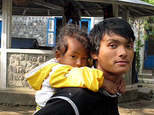 Ubaraj with his sister's baby son Divash